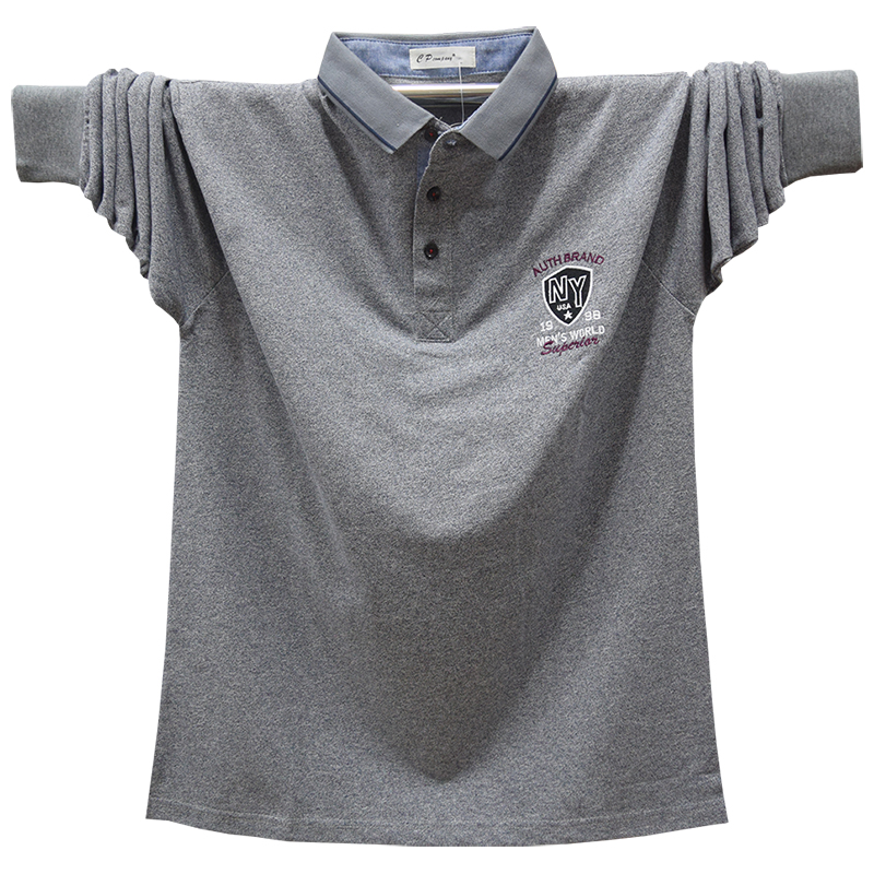 Áo sơ mi nam dài tay áo thun cotton dài tay mùa thu thả lỏng áo sơ mi kẻ béo cộng với phân bón tăng áo thun nam 5XL áo polo đẹp