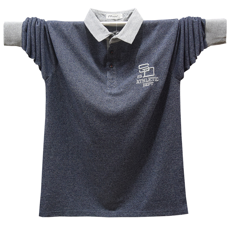 Áo sơ mi nam dài tay áo thun cotton dài tay mùa thu thả lỏng áo sơ mi kẻ béo cộng với phân bón tăng áo thun nam 5XL áo polo đẹp