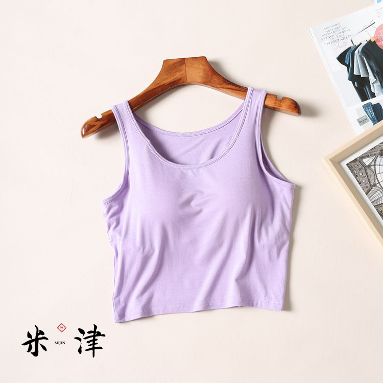 Áo vest ngắn ống áo ngực nữ modal với miếng đệm ngực lộ rốn miễn phí mặc áo ngực một dây quấn ngực đồ lót áo ngực bra