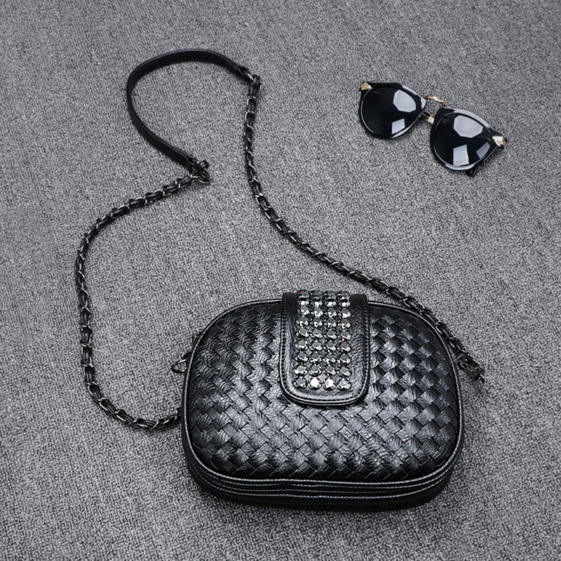 独家定制欧洲站2018春季新款女士小包包菱格链条包欧美单肩斜挎包