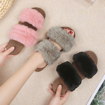 Gross Wool Shoes Summer Slippers Women Wear Fashion Flat Bottom Sandals 2021 New 100 Hitch A Ride Out For Holiday