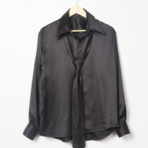 Spring and summer star with the same shirt silky satin drape jazz dance long-sleeved shirt childrens hip-hop troupe custom 330