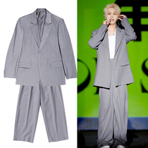 Star Same-style Fried Street Western Suit Suit Outline Shaped Jacket Super Loose Pendant Sensant Street Dance Team Custom 254