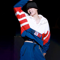 Bboy Bat Cuff Head Jacket Slip Face Floor Dance Loose Swivel Coat less Children Street Dance Team Custom 237