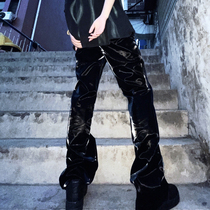 Advanced shiny liquid reflective leather pants hip-hop mens casual micro-elastic trousers jazz dance girls childrens costumes