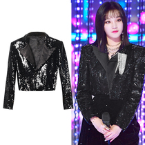 Star co-sequin sequel to jazz dance short style jacket less son model walking show stage dress team custom-made 268