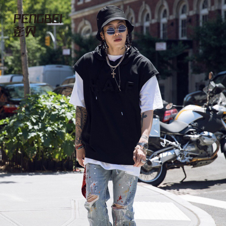 Yang Wenhao same style hip hop vest large size basketball sleeveless sweater street dance team dance custom 042