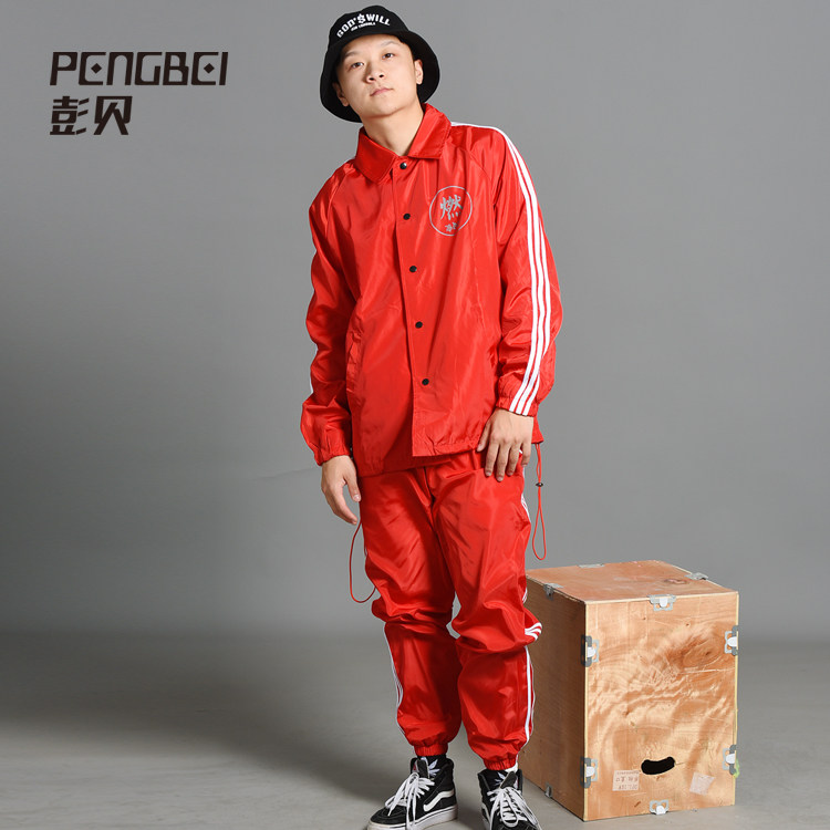 Sportswear suit Men's flammable device Identical Three-Bar Jacket Hip Hop Street Dance Student Banfu Custom 024