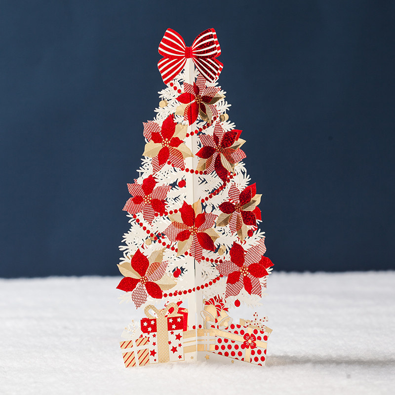 Creative New Year's Eve cake decoration thank you blessing Christmas card exquisite three-dimensional red wishing tree greeting card