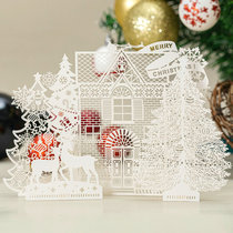 Korean creative exquisite hollow white three-dimensional Christmas greeting card beautiful Christmas Eve blessing card decoration decoration card
