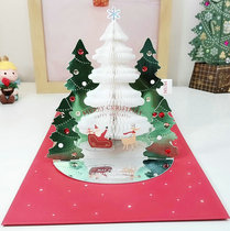 New product Japanese creative 3D three-dimensional Christmas greeting card Thank you and blessing Christmas Tree sound and light music gift card