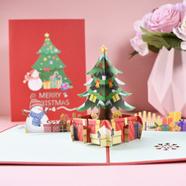  2020 new product creative Christmas Greeting Card 3D Three-dimensional Paper carving Card Christmas Tree Deer Car Christmas Eve Gift Card