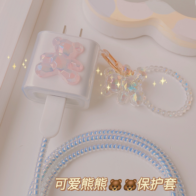 Apply Apple magnetic suction wireless charging MagSafe charger protection jelly bear 20w protective shell soft silica gel transparent