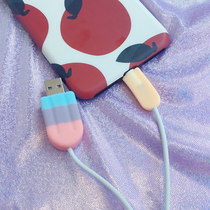 Silicone ice cream head iphone6 7 8 X data cable protective cover ipad breakage protection head