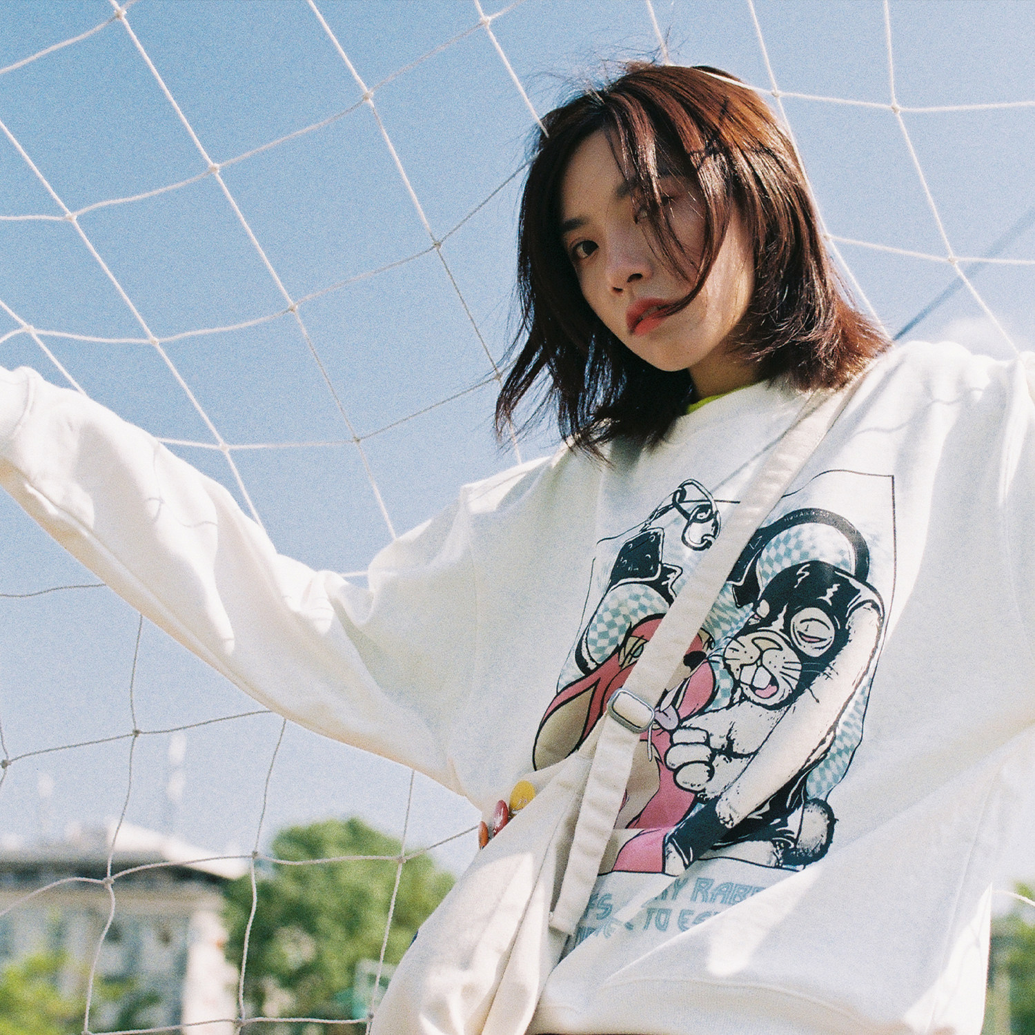 HUGALLGUILT19 autumn and winter cartoon rabbit cartoon print round neck loose couple national tide sweater men and women