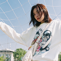 HUGALLGUILT19 autumn and winter cartoon rabbit anime print round neck loose couple national tide sweater men and women