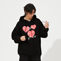 HUGALLGUILT autumn and winter love letter printed hoodie men and women with the same style loose trend couple sweater all-match