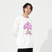 HUGALLGUILT Autumn and Winter Cartoon Mushroom Head Loose Round Neck National Tide Long Sleeve Couple Hip Hop Printed Sweater