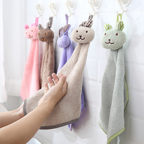 Bathroom Hanging Coral Suede Adorable Rub hand with hand towel Kitchen Rag handkerchief Double-sided Thickened Cartoon Absorbent Towel