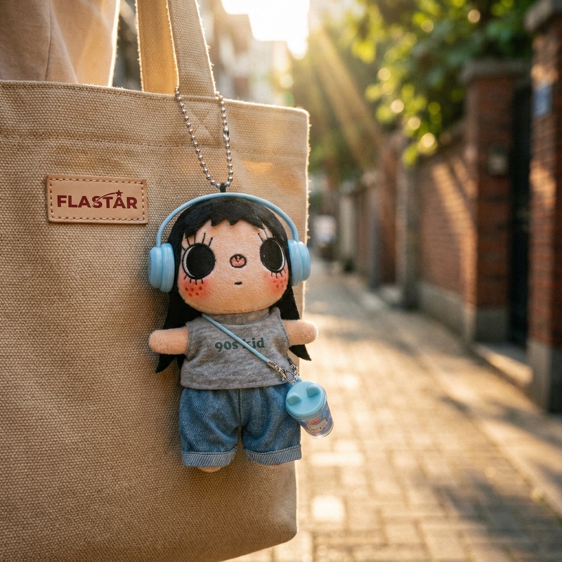 Japanese Flastar Gray t Denim Music Little Jade Yuy Doll Pendant Bag Charm Keychain Gift for Women