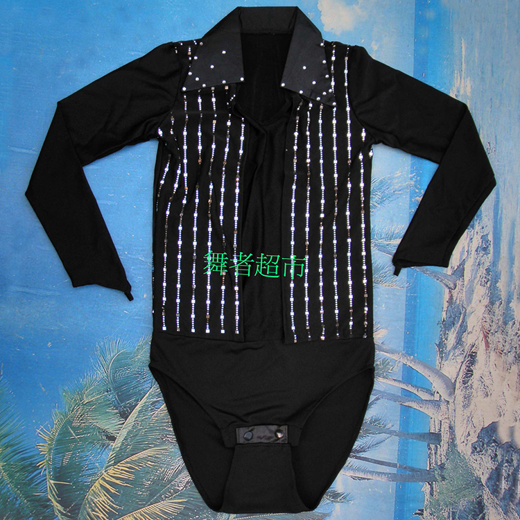 Men's Latin dance top Toddler dance suit Latin suit Spandex material sequined long sleeves 2021 special