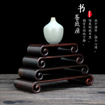 Redwood crafts wood carving ornaments retro red acid branches scroll Ming style strange stone head flowerpot base rectangular wooden holder