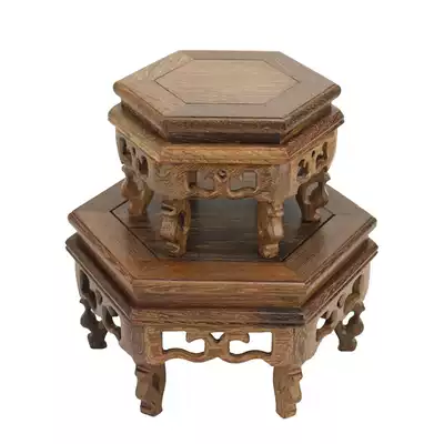 Redwood carving craft gift decoration chicken wing Wood round flower a few fish tank vase bonsai stone solid wood base flower stand ornaments