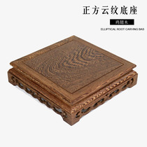 Chicken wings red solid wood square rectangular handicraft ornaments Buddha statue flower pot landscape fish tank Purple sand teapot hollow base