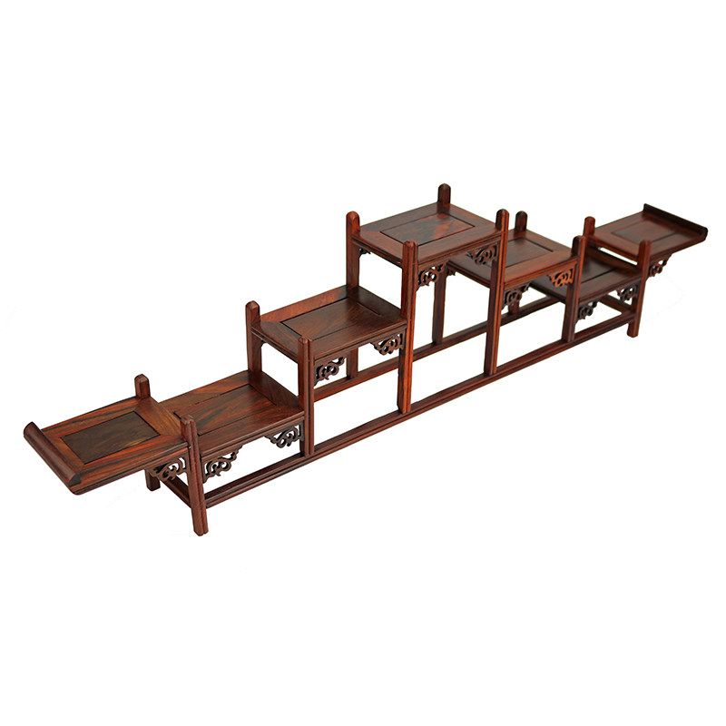 Red Wood Tea Set Purple Sand Pot Rack Chicken Wings Wood Seven Steps Bogu Frame Solid Wood Chinese Small Multi-Treasure Cabinet Base Bonsai