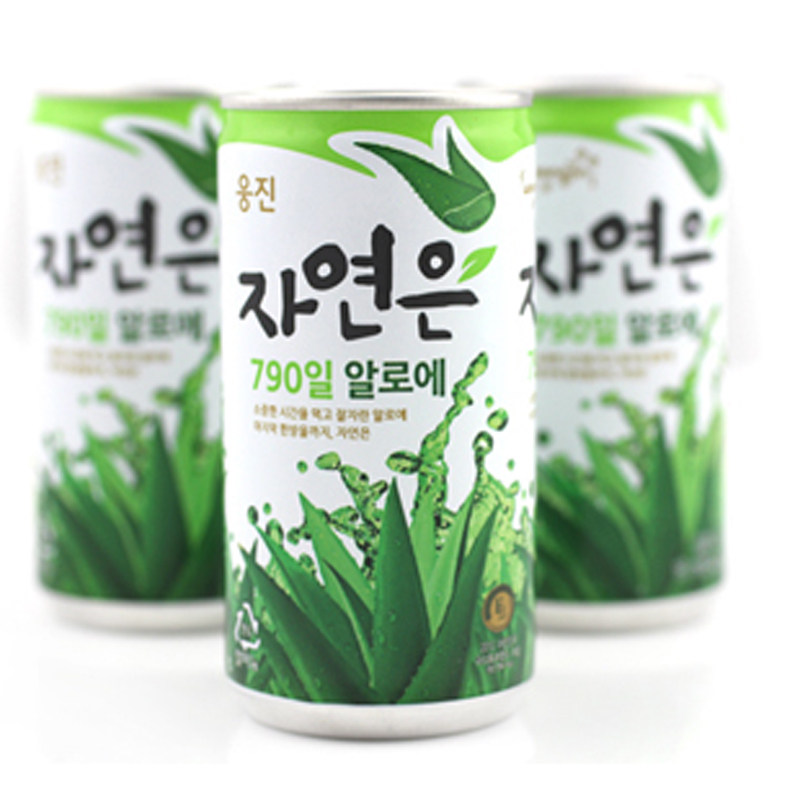 【天猫超市】韩国进口饮料 熊津芦荟汁180ml/听 原味果汁果然饮料