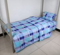 Single piece of bed sheet pure cotton large blue check 1 2m meter student dormitory bunk bed single quilt cover pillowcase three-piece set