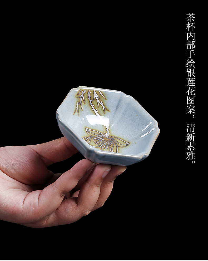 Small teacup cracked can raise your up kung fu tea masters cup silver pure manual hand - made ceramic cup large move