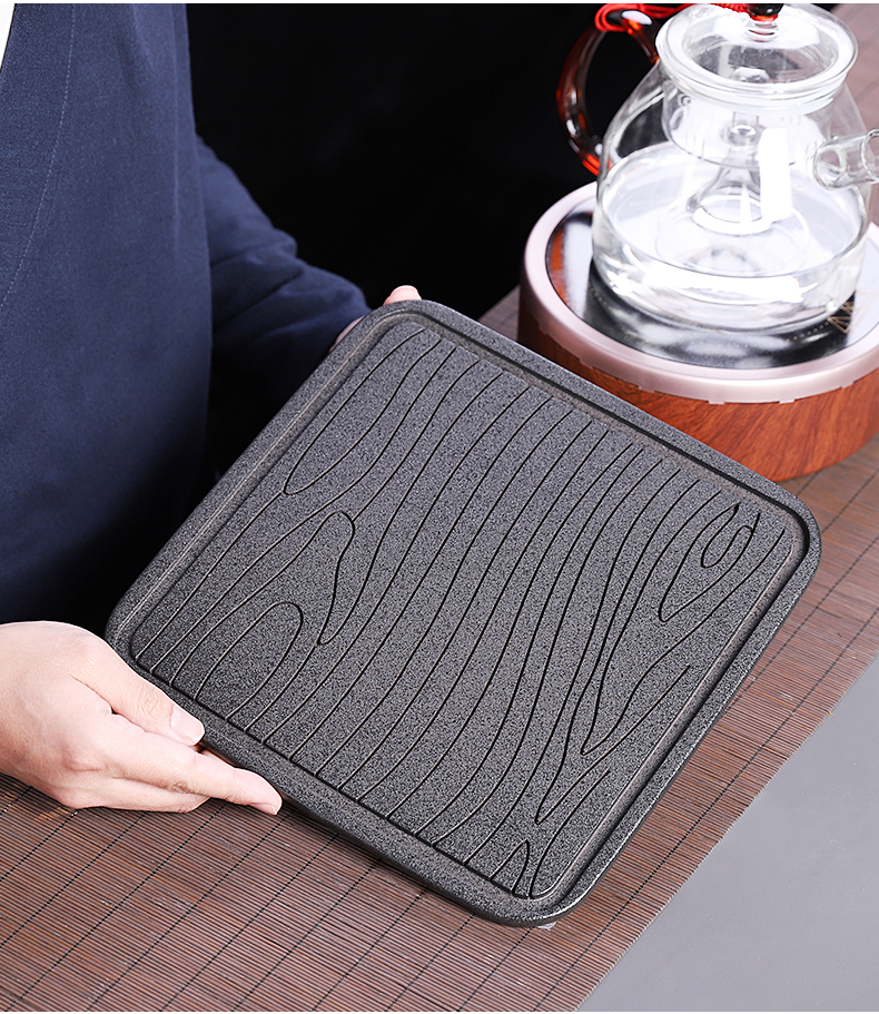 Dry tea tray tray household contracted porcelain ceramic creative modern square Japanese archaize coarse pottery, black pottery