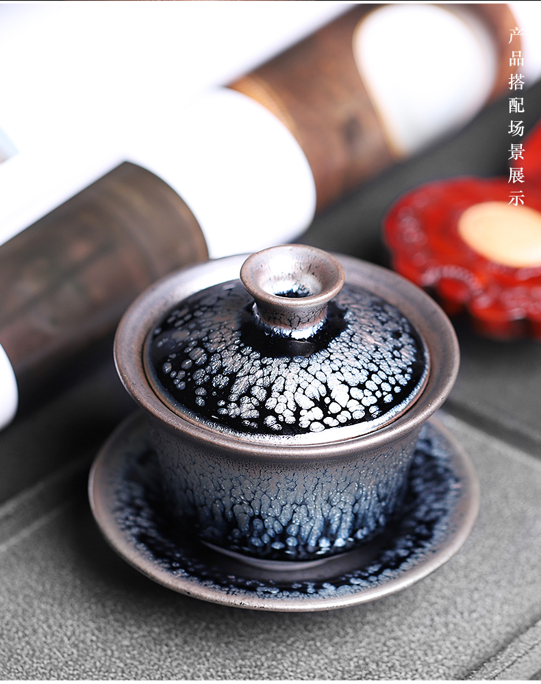 Jianyang ores oil droplets built one tureen 't hot tea bowl of ancient ceramic manual three single bowl cups