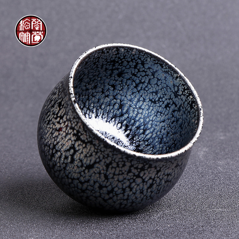 Travel around jianyang masters hand built lamp cup black silver drop waist drum bowl masters cup of checking ceramic tea cup