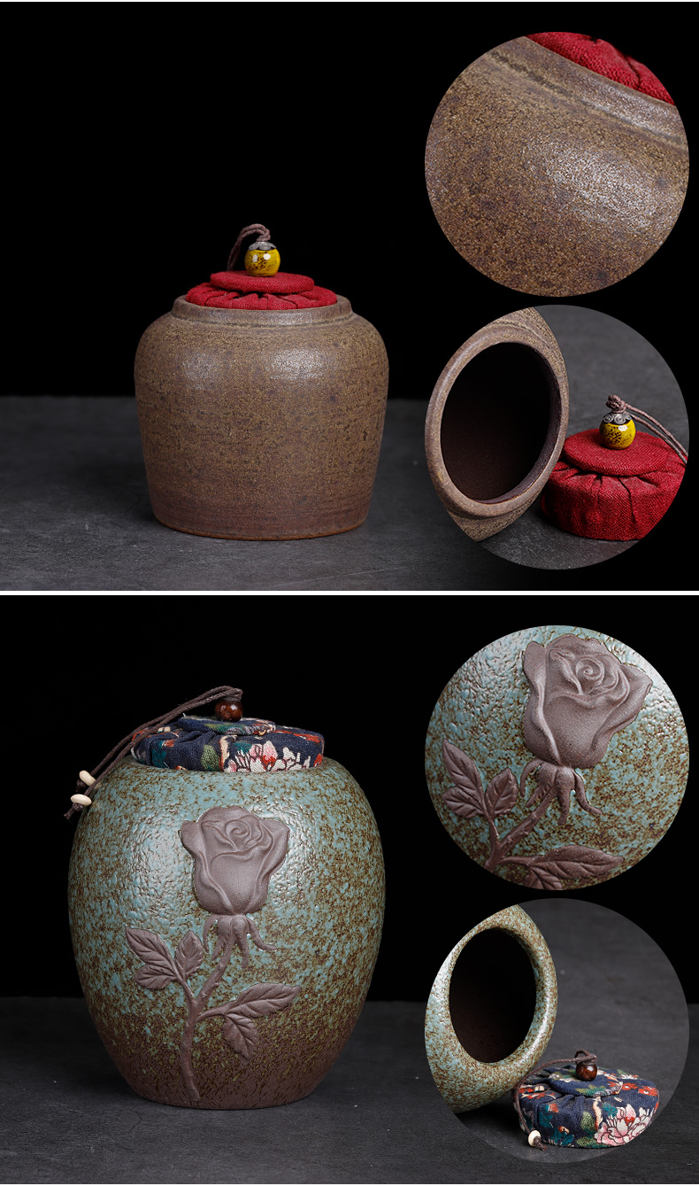Soil canned caddy fixings household coarse ceramic pot small POTS canister to restore ancient ways small seal pot old with cover