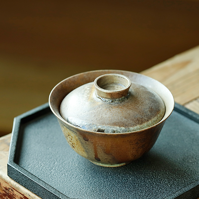 Jingdezhen firewood orphan works hand made 】 【 tureen single pure manual is not kung fu tea tea bowl of restoring ancient ways