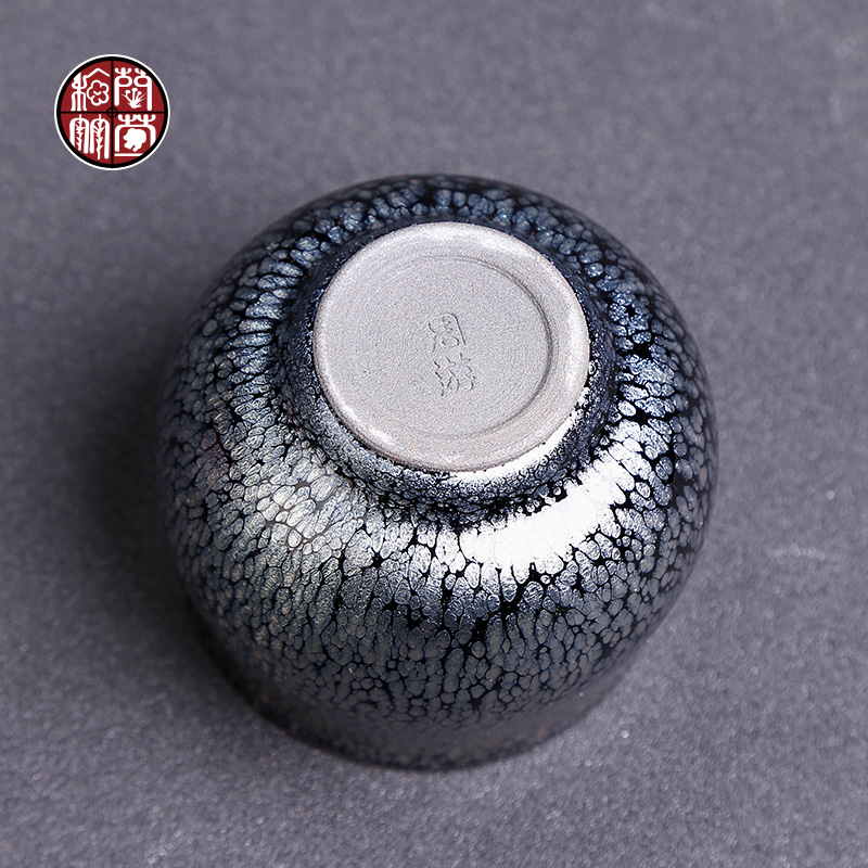Travel around jianyang masters hand built lamp cup black silver drop waist drum bowl masters cup of checking ceramic tea cup