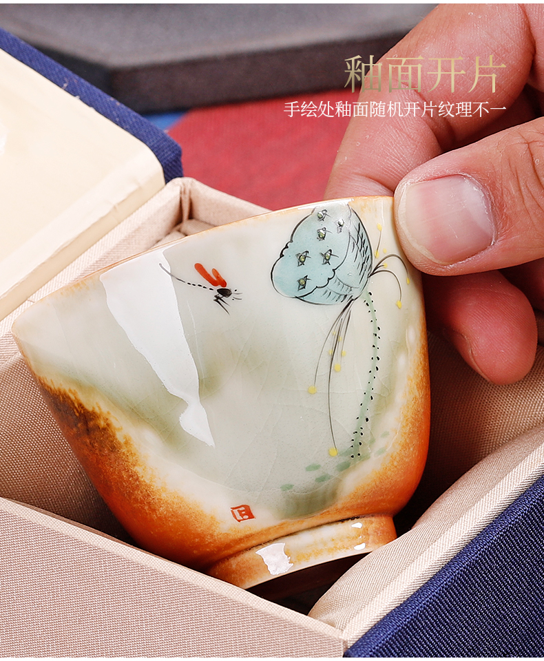 Ms hand - made of wood, beaker master cup single cup men 's high - end checking ceramic cups variable sample tea cup gift boxes