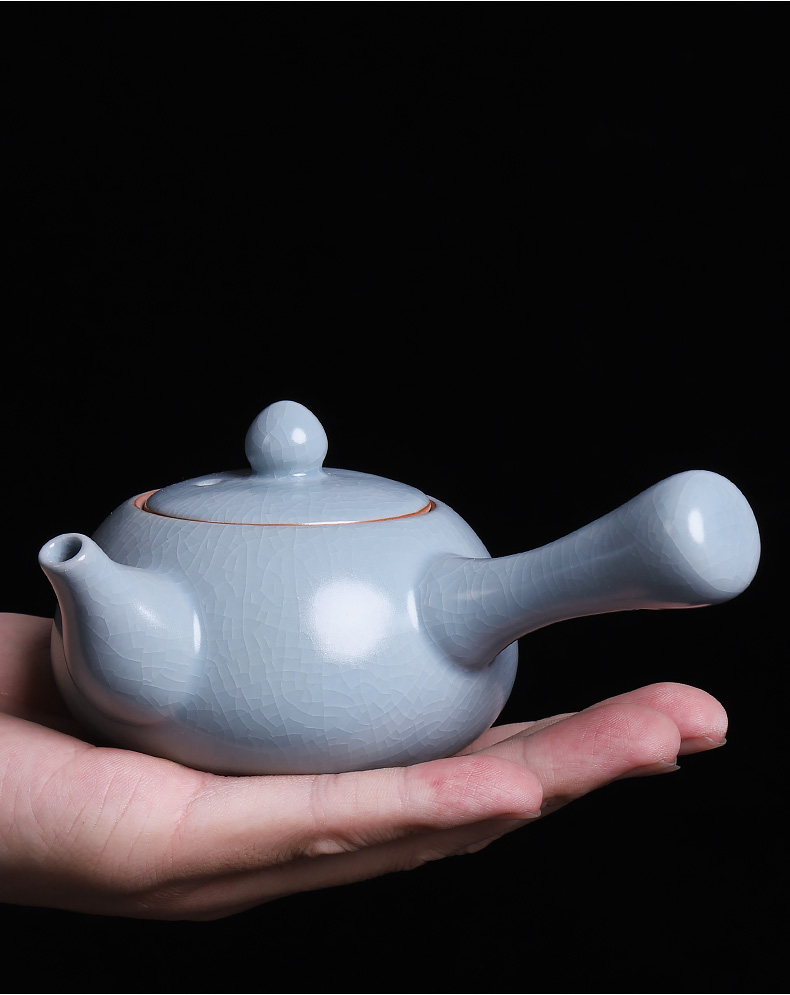 Open the slice your up teapot single pot teapot ice crack glaze ceramic side the cyan kung fu tea set for its ehrs single pot of day