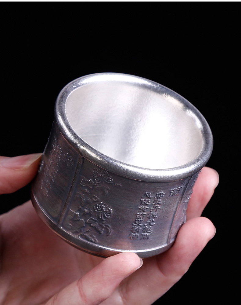 By patterns ceramic cup turnkey sterling silver with silver cup single pure manual coppering. As kongfu master CPU