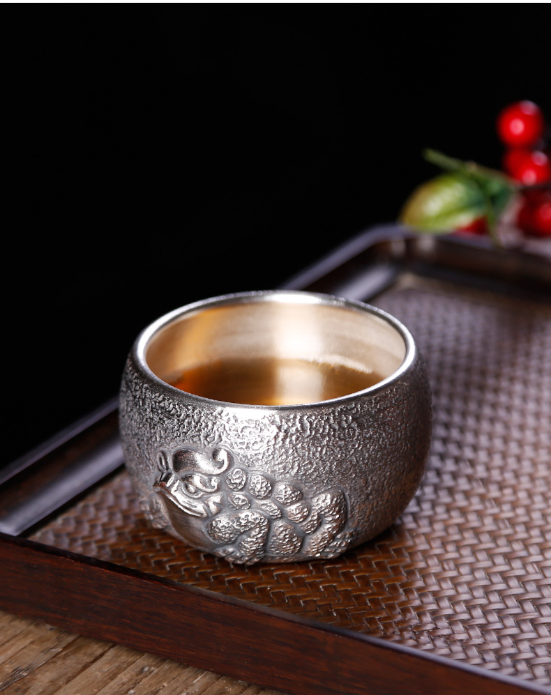 With silver spittor masters cup pure manual coppering. As turnkey household ceramics kunfu tea cup single silver cup