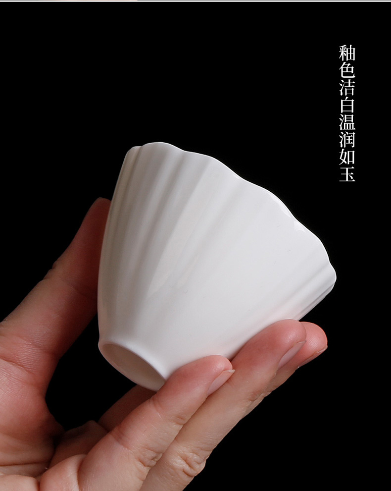 White porcelain individual sample tea cup master single cup tea cup ceramic thin body small individual move kung fu tea cup mat