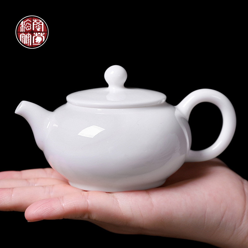 White porcelain kung fu tea pot small single pot hand dehua White porcelain small ceramic household teapot filter stone gourd ladle