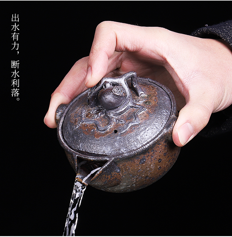 Archaize firewood teapot small ceramic up hand grasp pot of pure manual household kung fu tea pot with filter single pot