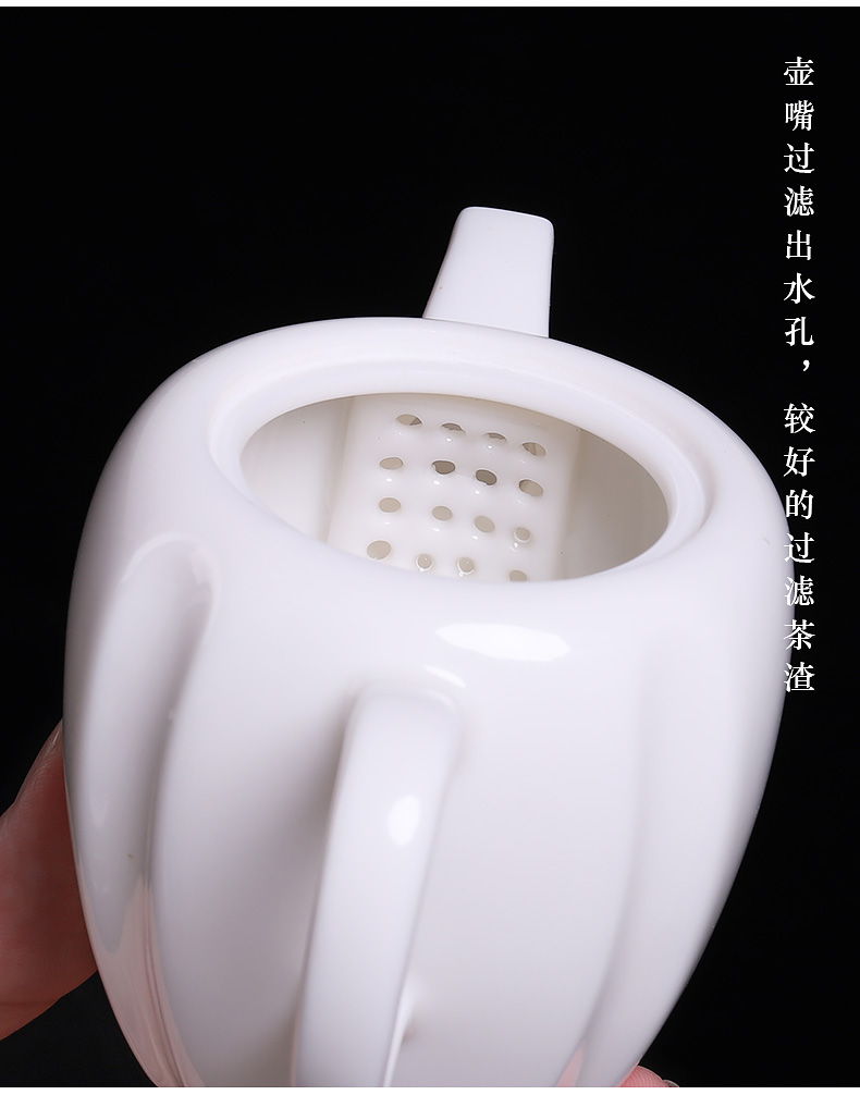 Dehua white porcelain beauty pot small suet jade of filter tea household ceramics kung fu tea tea pot single pot