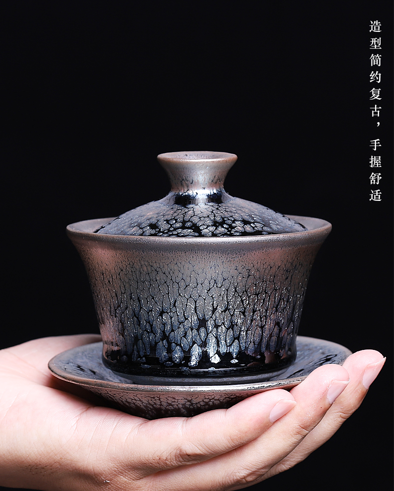 Jianyang ores oil droplets built one tureen 't hot tea bowl of ancient ceramic manual three single bowl cups