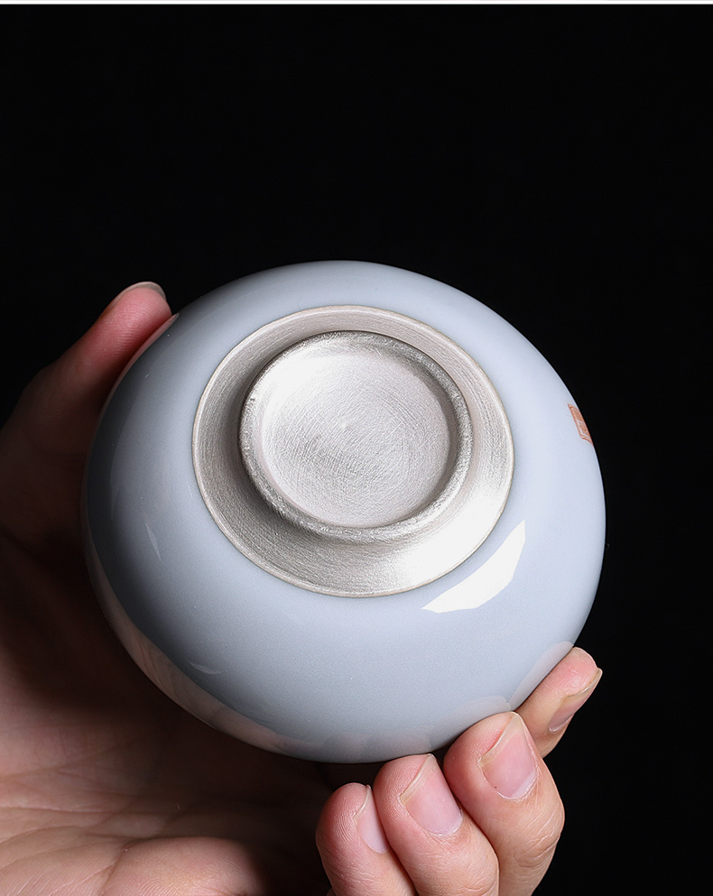 Up manually on the kongfu master cup female ceramic cup character hand - made coppering. As silver single sample tea cup gift boxes