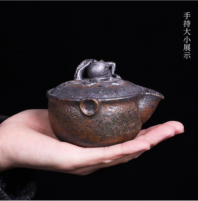 Archaize firewood teapot small ceramic up hand grasp pot of pure manual household kung fu tea pot with filter single pot