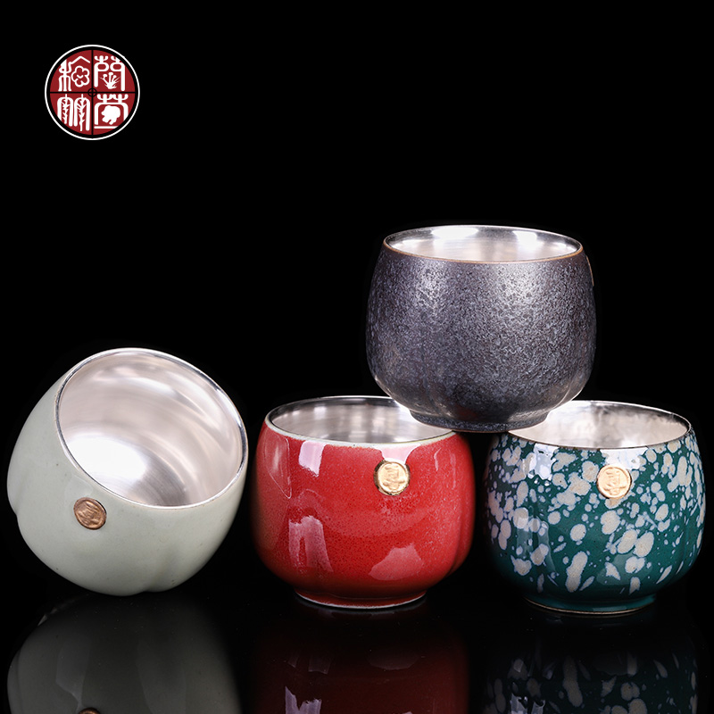Jingdezhen up kung fu tea gift box sets checking ceramic tasted silver gilding masters cup large household sample tea cup